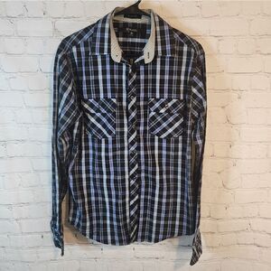 Men's Carbon Black "Slim fit" long sleeve button-down shirt, size Medium